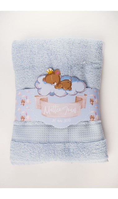 Trusou de botez pentru baieti cu ursuleti si baloane de aer cald, Puf Teddy Bear 11